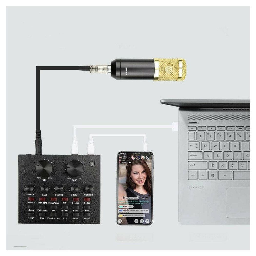 foto del prodotto trade shop scheda audio esterna bluetooth per dirette steaming mixer pc cellulare dal vivo 