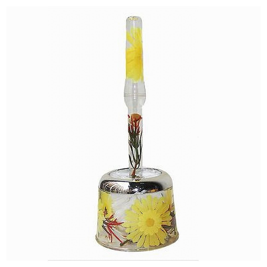 foto del prodotto trade shop scopino wc porta scopino decorato fiore giallo 34x13cm bagno accessorio 52374 