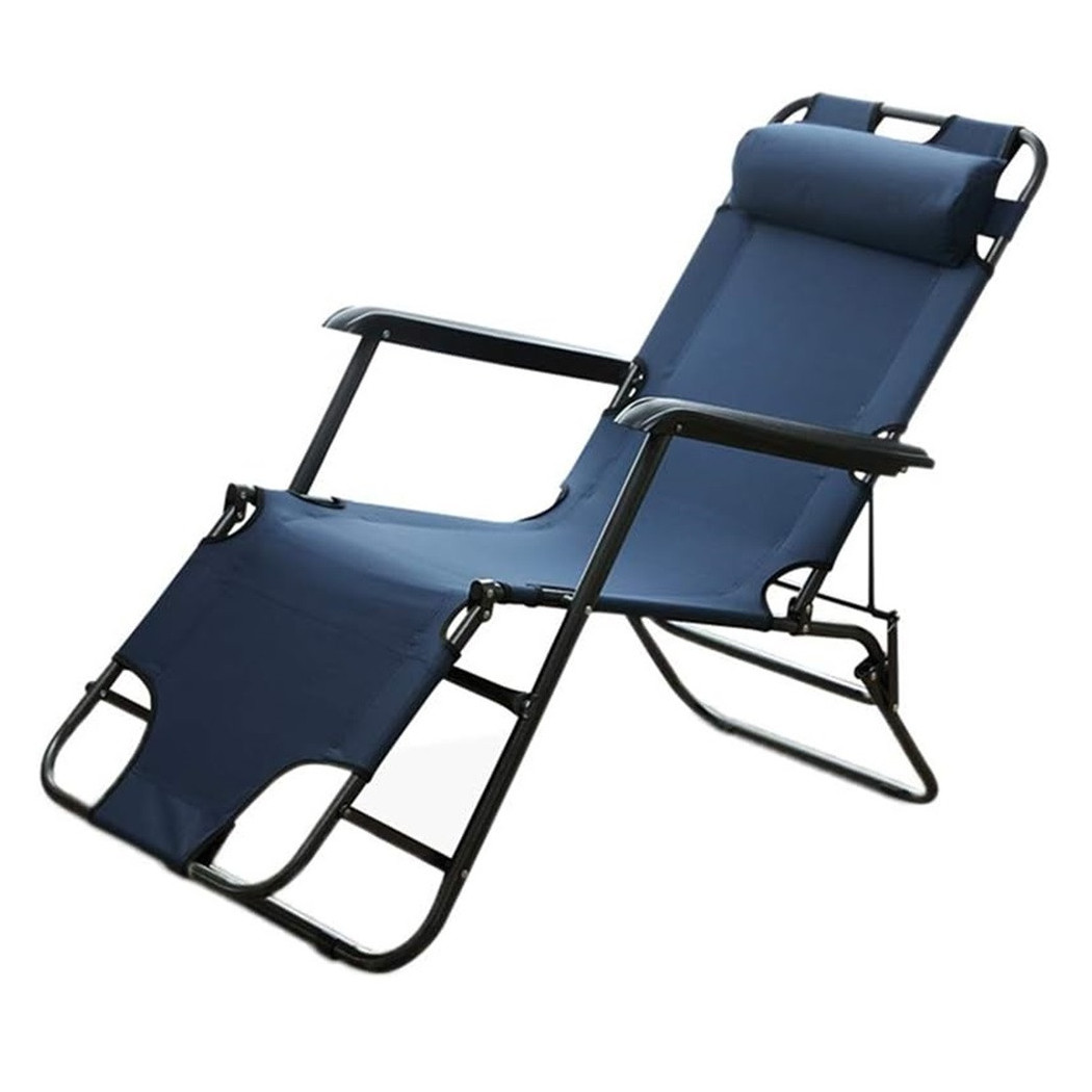 foto del prodotto trade shop sdraio blu sedia lettino relax prendisole da spiaggia giardino pieghevole 285001 