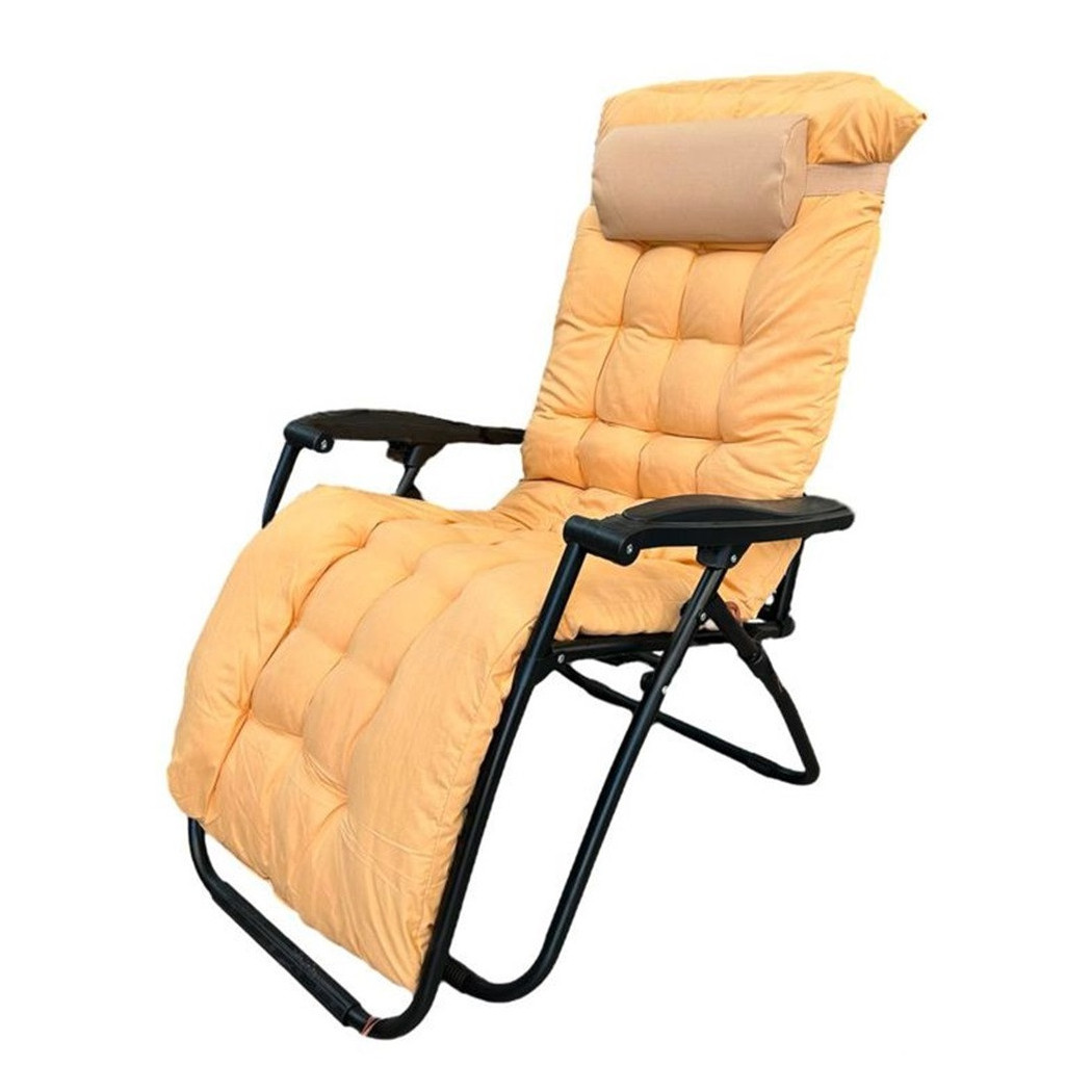 foto del prodotto trade shop - sdraio con cuscino imbottito crema in textilene poltrona relax terrazzo giardino 483001 -