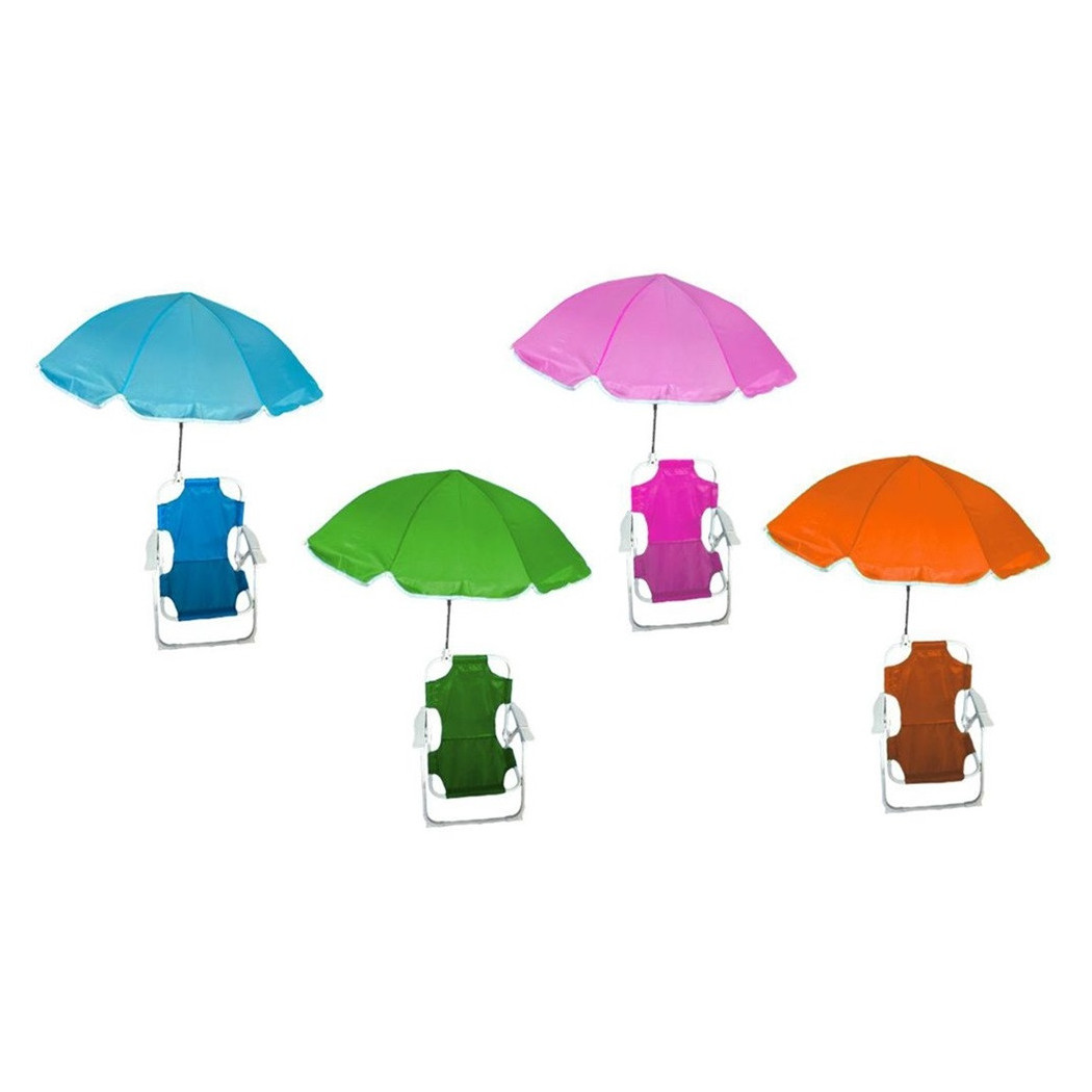 foto del prodotto trade shop sdraio spiaggina con ombrello sedia oxford per bambini pieghevole 37x34x47cm 350007 