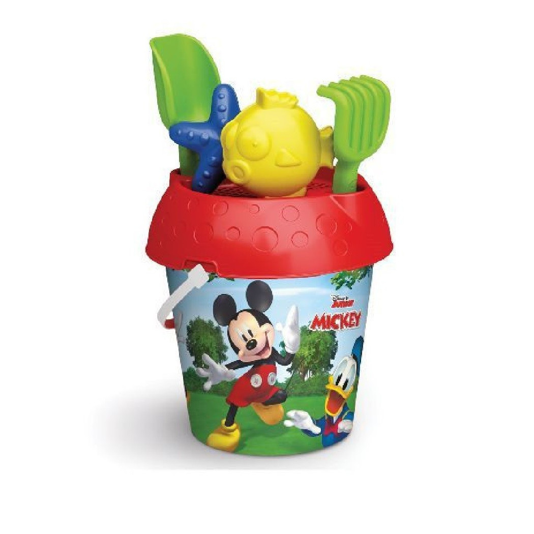 foto del prodotto trade shop secchiello 18cm mickey con formine accessori giochi mare bambini bucket 689009a 