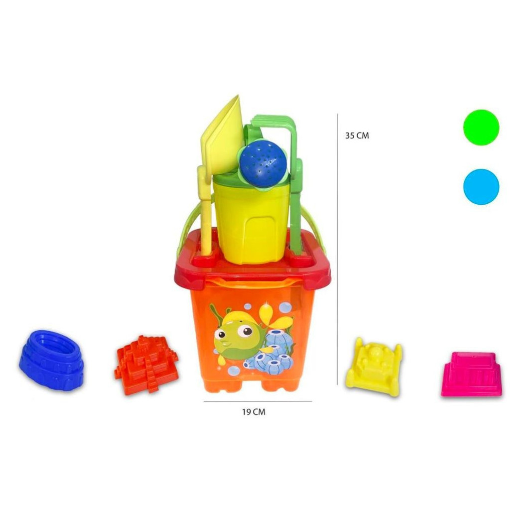 foto del prodotto trade shop secchiello da mare paletta rastrello formine innaffiatoio gioco spiaggia bimbi 