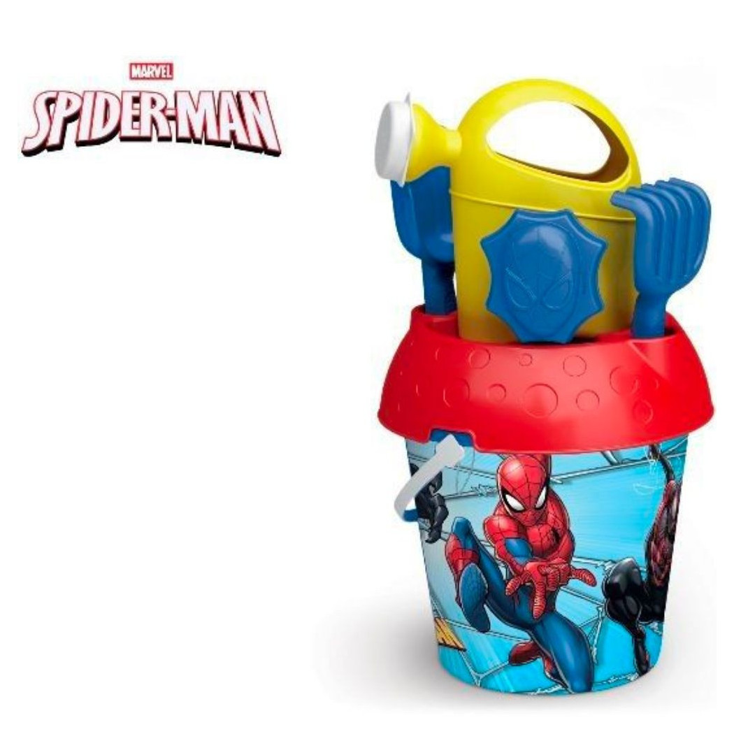 foto del prodotto trade shop secchiello da mare spiderman gioco da spiaggia per bambini con diversi accessori 