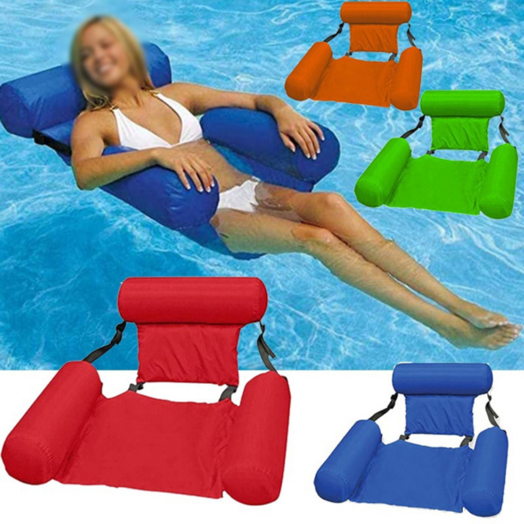 foto del prodotto trade shop sedia a sdraio gonfiabile amaca per mare piscina galleggiante pieghevole 120cm 