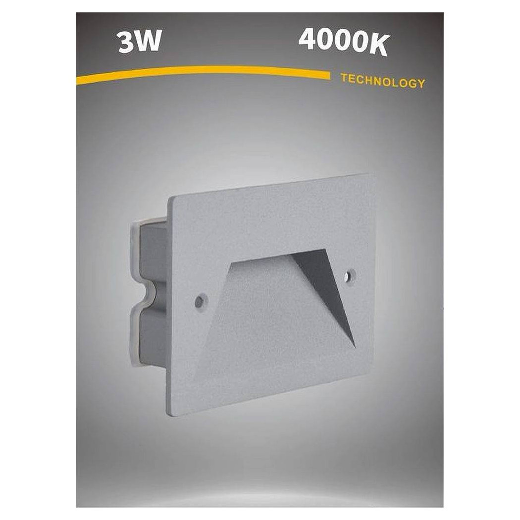 foto del prodotto trade shop segnapasso a led 3w grigio faretto applique luce fredda calda naturale ip65 es49 bianco naturale 