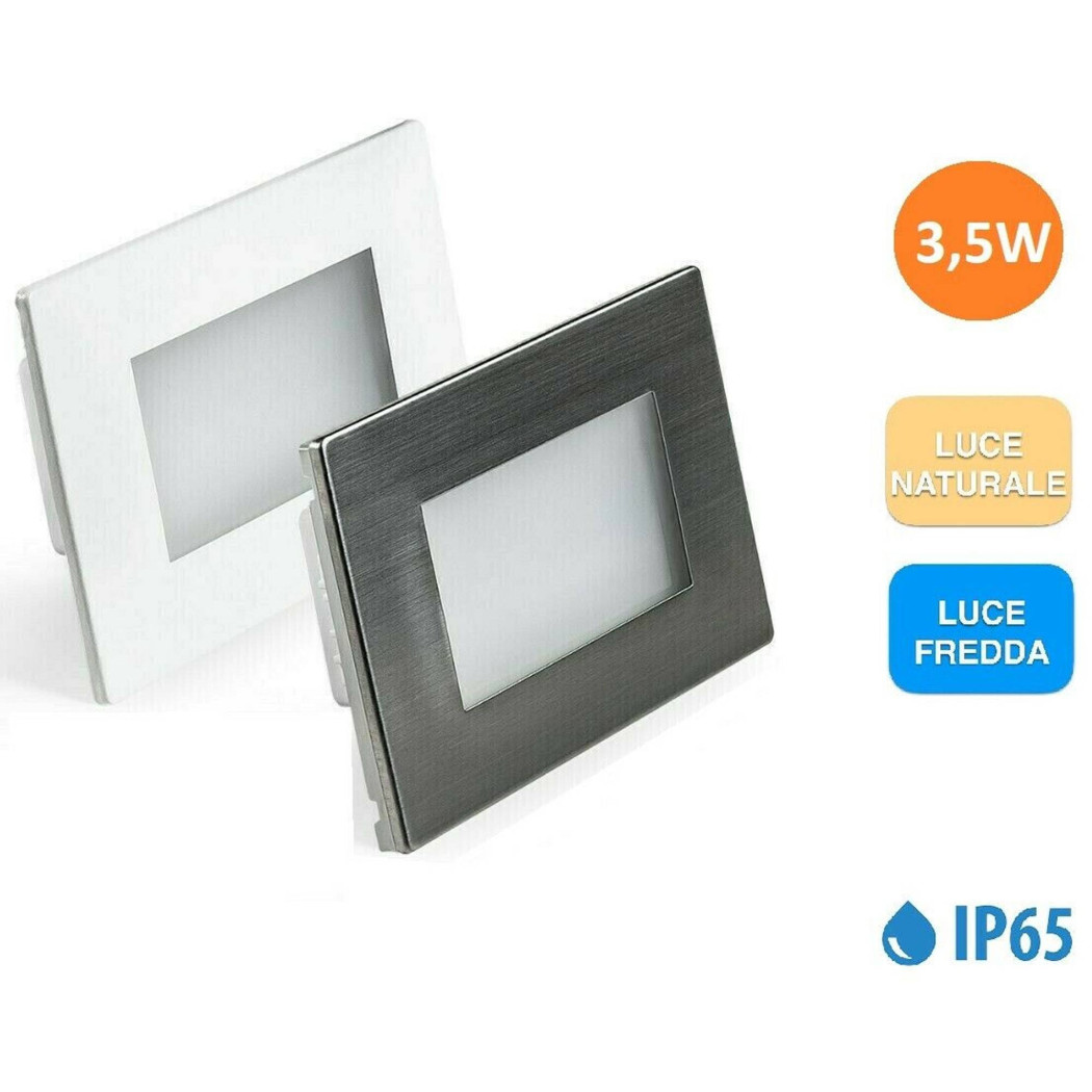 foto del prodotto trade shop segnapasso esterno a led faretto 3,5w incasso per cassetta 503 ip65 230v luce bianco naturale 