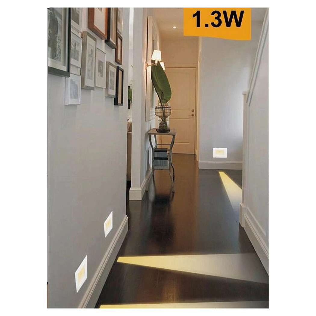 foto del prodotto trade shop segnapasso placca bianca muro sensore movimento pir 1,3w cassetta 503 xggyd 001b bianco naturale 
