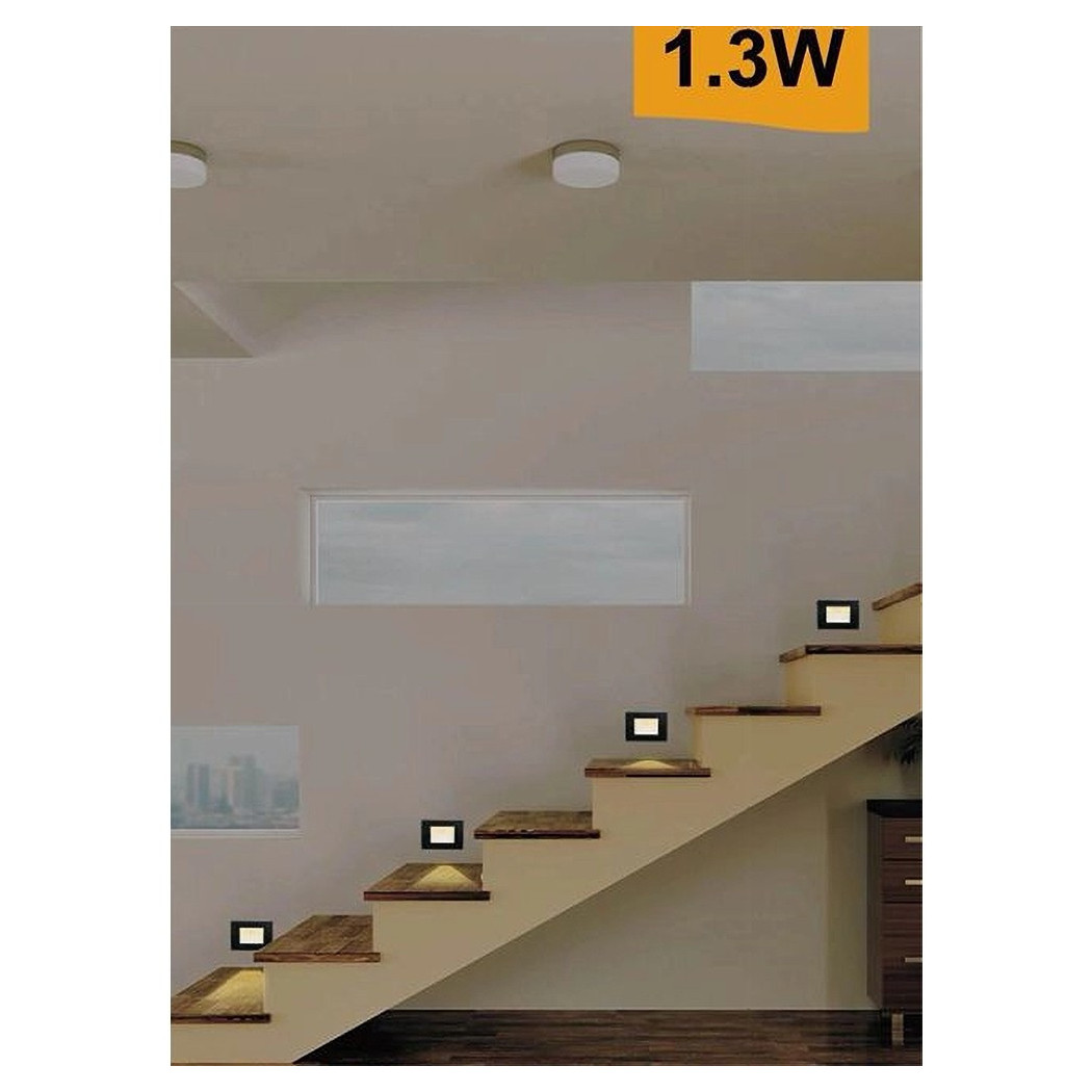 foto del prodotto trade shop segnapasso placca nera muro sensore movimento pir 1,3 w cassetta 503 xggyd 001n bianco freddo 