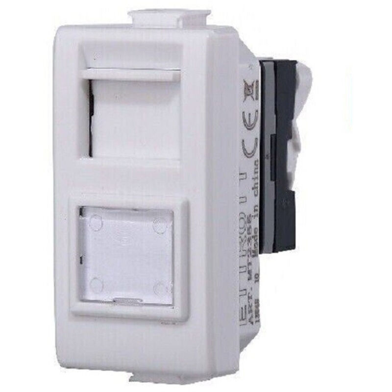 foto del prodotto trade shop serie bticino frutti matix compatibile presa schuko lan pulsante deviatore usb presa dati rj45 cat.5