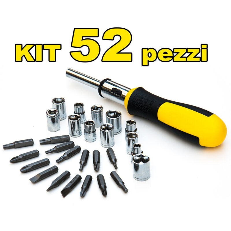 foto del prodotto trade shop serie cacciaviti multibit cacciavite a cricchetto con 52 inserti chrome vanadium 