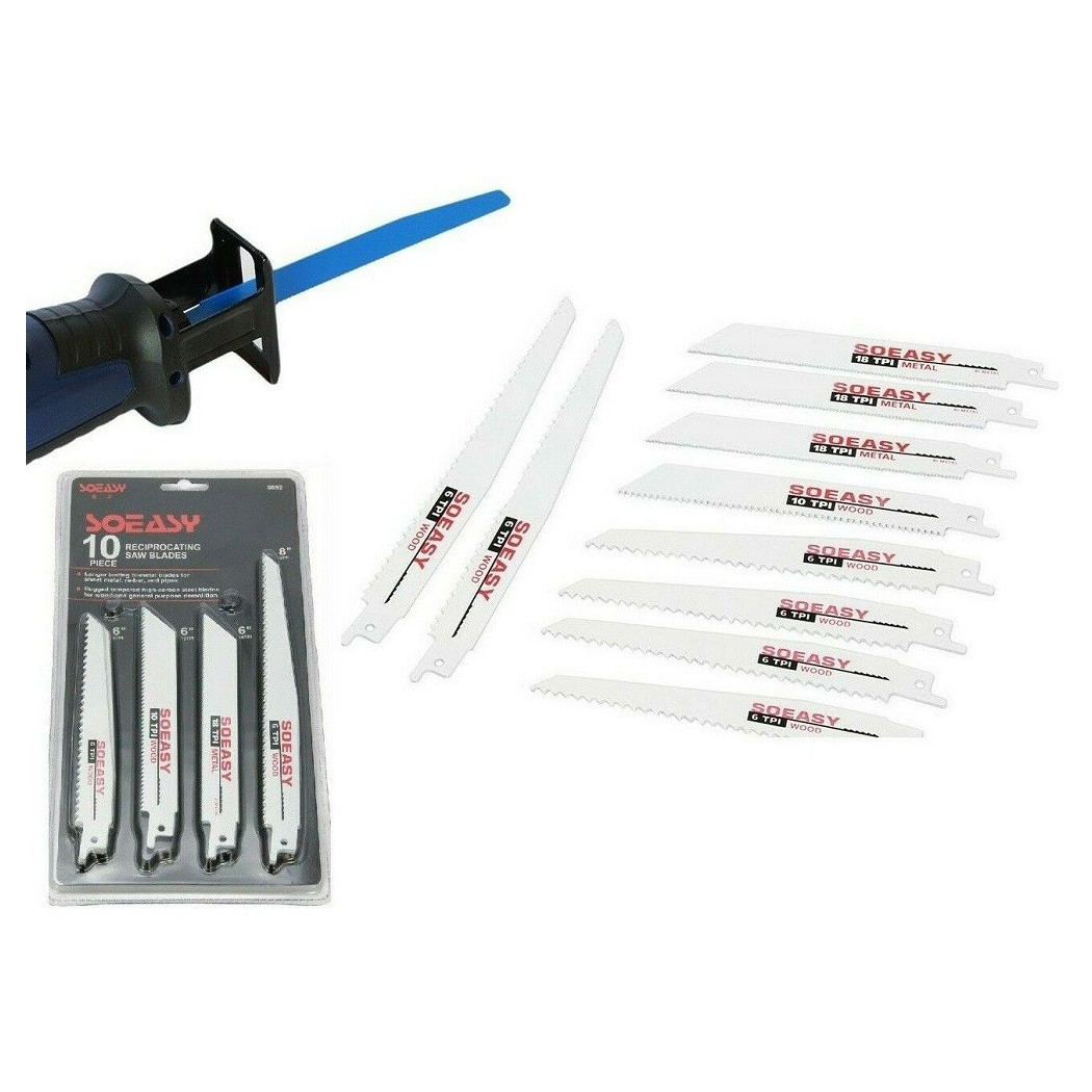foto del prodotto trade shop set 10 lame per legno e metallo per sega seghetto elettrica alternativo 6 quot 8 quot 