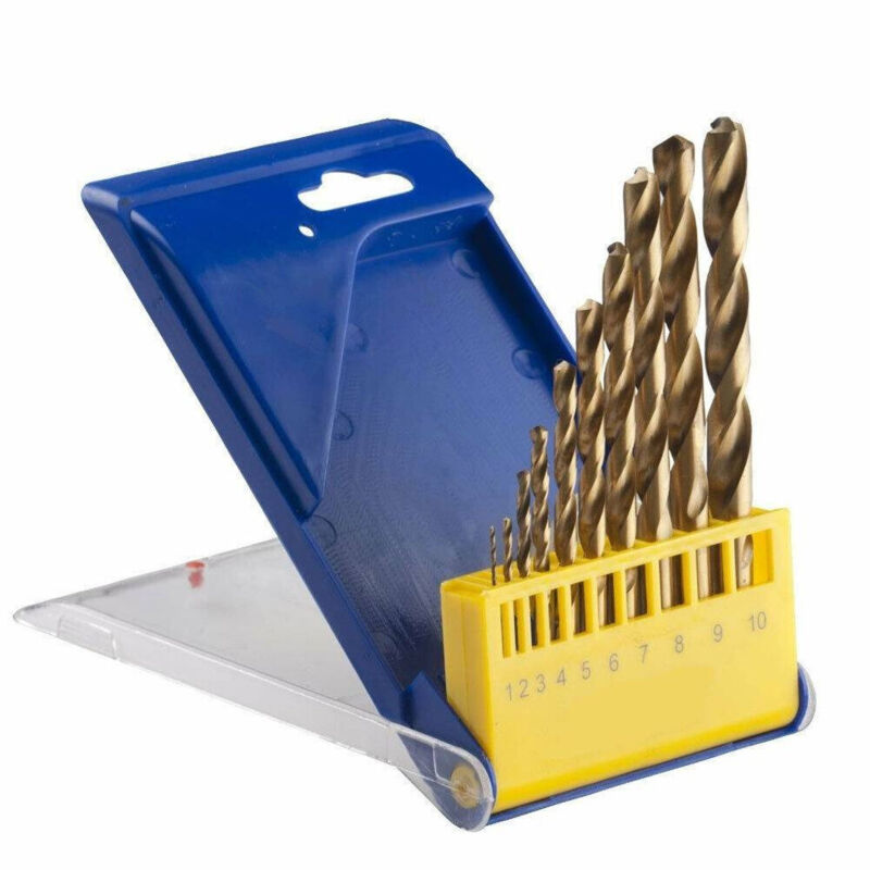foto del prodotto trade shop set 10 pezzi punte legno per trapano da 1 mm a 10 mm con supporto plastica 
