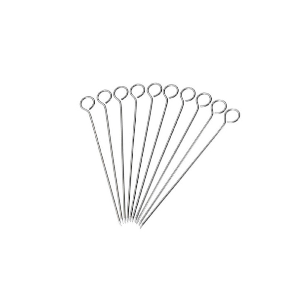 foto del prodotto trade shop set 10 pz spiedini in acciaio inox per barbecue carne pesce frutta 35 cm 6443204 