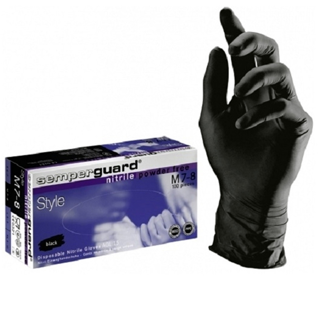 foto del prodotto trade shop set 100 guanti da esaminazione usa e getta nitrile nero style polvere ambidestri 