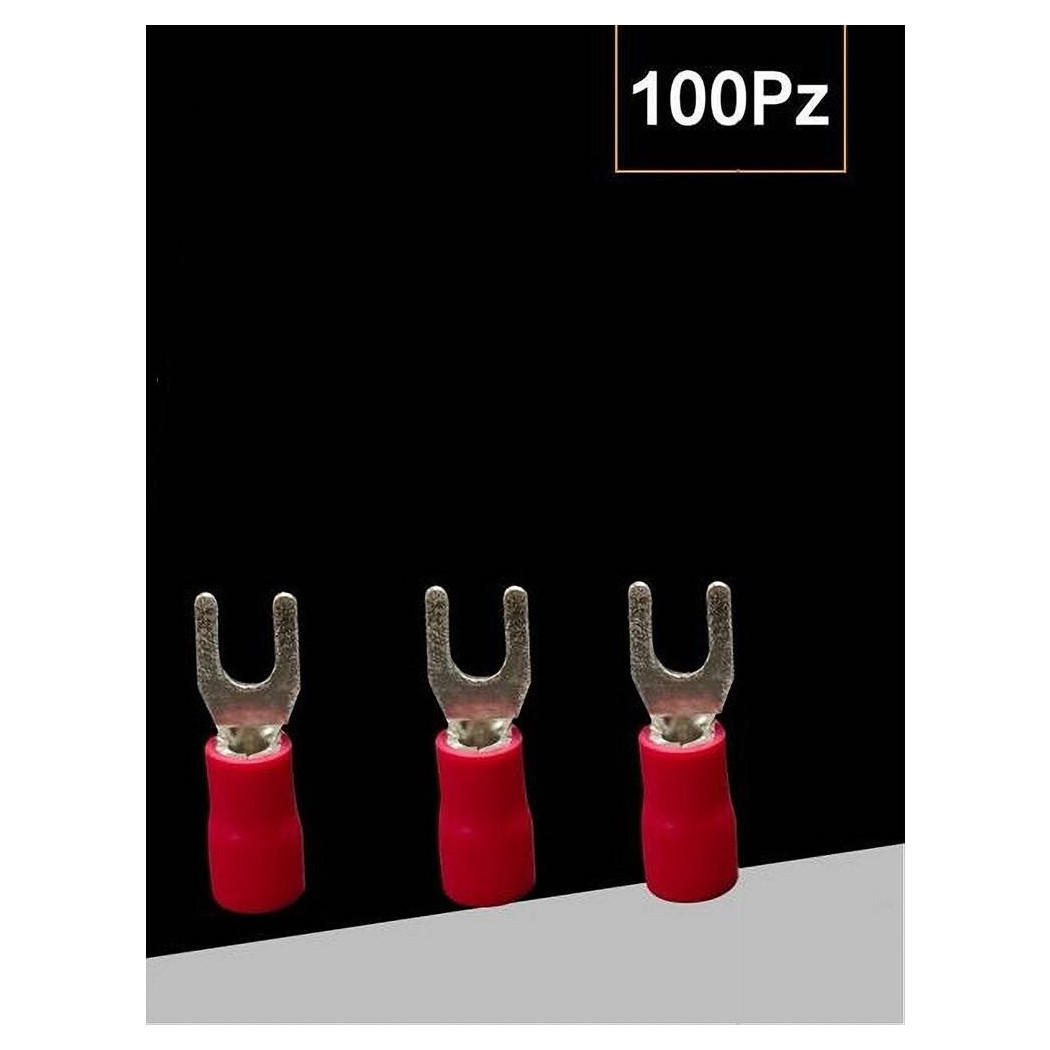 foto del prodotto trade shop set 100 pz capicorda a forcella a crimpare per cavi 4 a 6 mm isolato m4 sv5.5 4 rosso