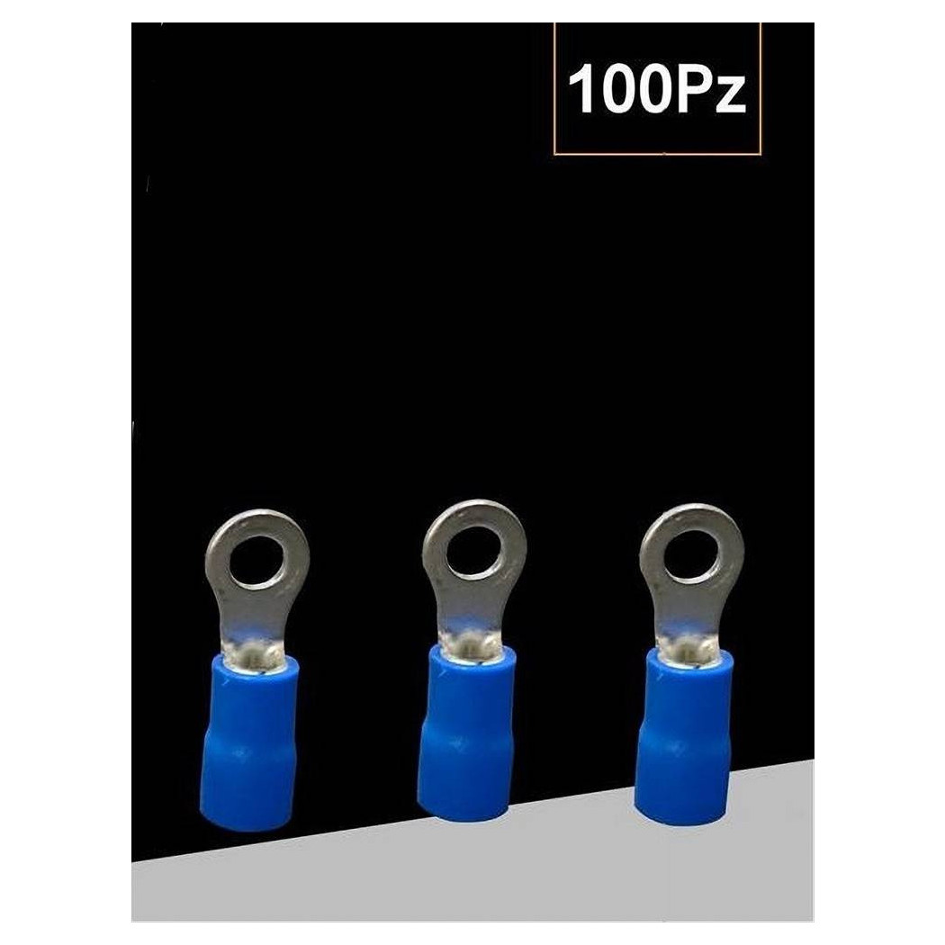 foto del prodotto trade shop set 100 pz capicorda terminale ad occhiello isolato per cavi 1.5 2.5mm m4 rv2 4 blu