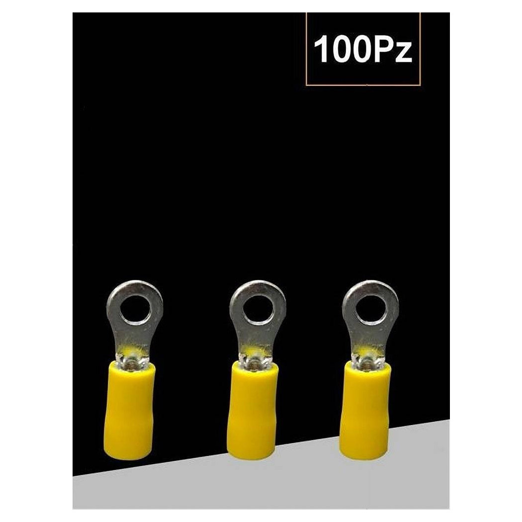foto del prodotto trade shop set 100 pz capicorda terminale ad occhiello isolato per cavi 1.5 2.5mm m4 rv2 4 giallo