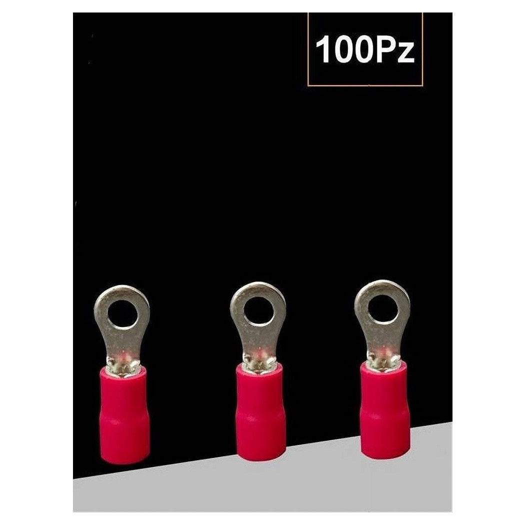 foto del prodotto trade shop set 100 pz capicorda terminale ad occhiello isolato per cavi 1.5 2.5mm m4 rv2 4 rosso