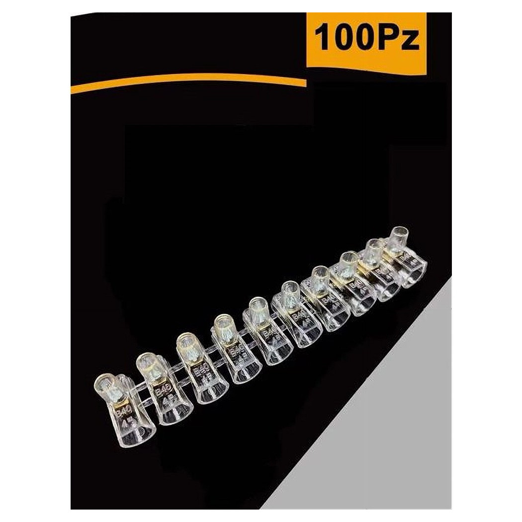 foto del prodotto trade shop set 100 pz morsetto a cappuccio unipolare trasparente per cavi sezione 4mm ms 40 