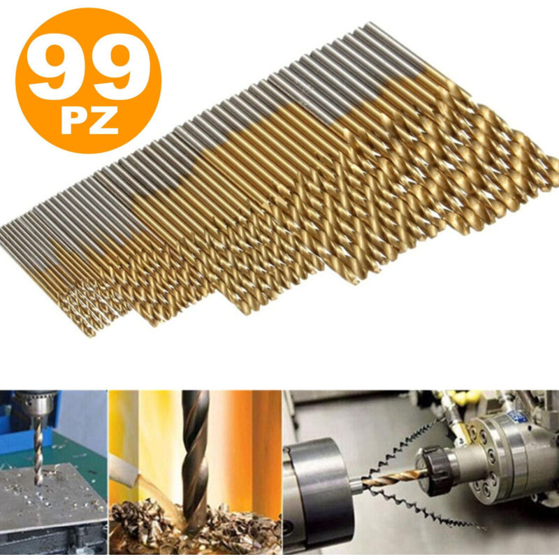 foto del prodotto trade shop set 100pz 99 punte per trapano hss dorate in titanium 1.5mm 10mm proessionali 