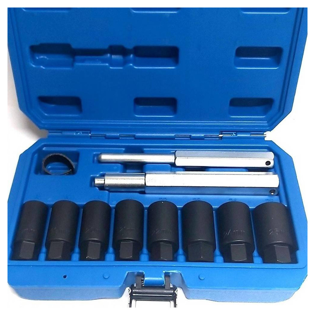 foto del prodotto trade shop set 10pz bussole coniche smontaggio cerchi in lega bulloni antifurto kit bussola 