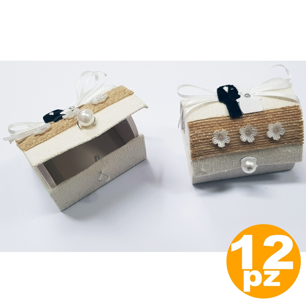 foto del prodotto trade shop set 12 bomboniera bomboniere scatolina baule sposo sposa porta confetti wedding 