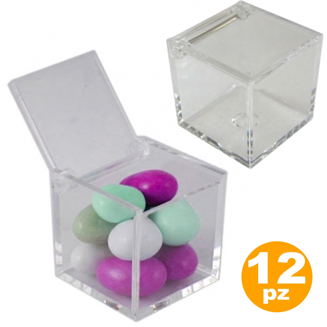 foto del prodotto trade shop set 12 bomboniera scatola 5x5x5cm porta confetti comunione matrimonio battesimo 