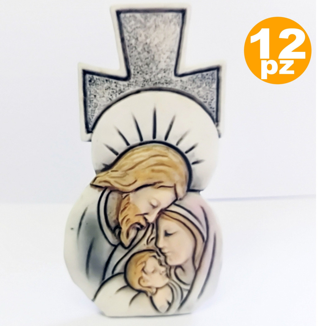 foto del prodotto trade shop set 12 bomboniere croce nativita 39 giuseppe madonna bianco ceramica soprammobile 