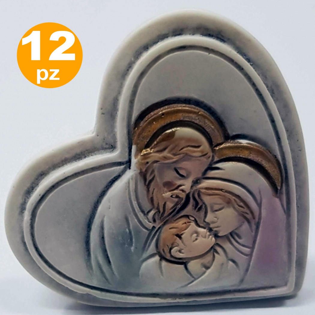 foto del prodotto trade shop set 12 bomboniere cuore nativita 39 giuseppe madonna bianco ceramica soprammobile 
