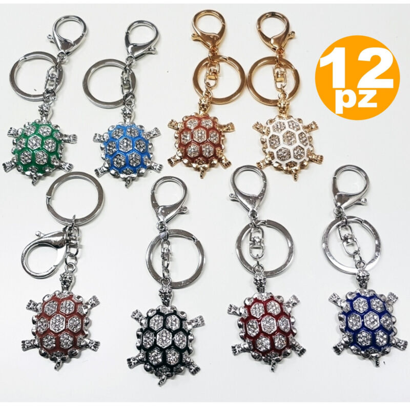 foto del prodotto trade shop set 12 bomboniere tartaruga colorata 18 anni compleanno glitter porta chiavi 