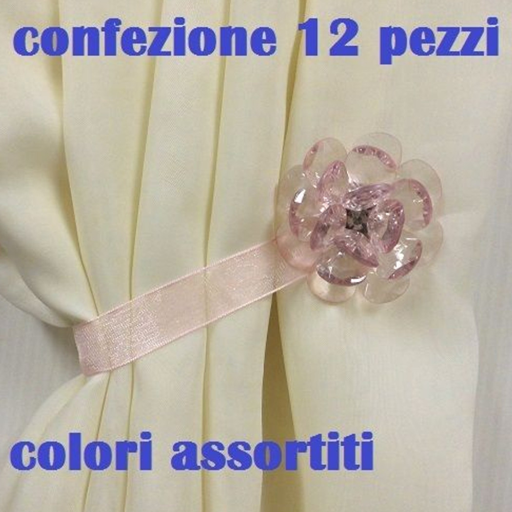 foto del prodotto trade shop set 12 calamite legatenda ferma tende colorate cristallo fiore diametro 5cm 