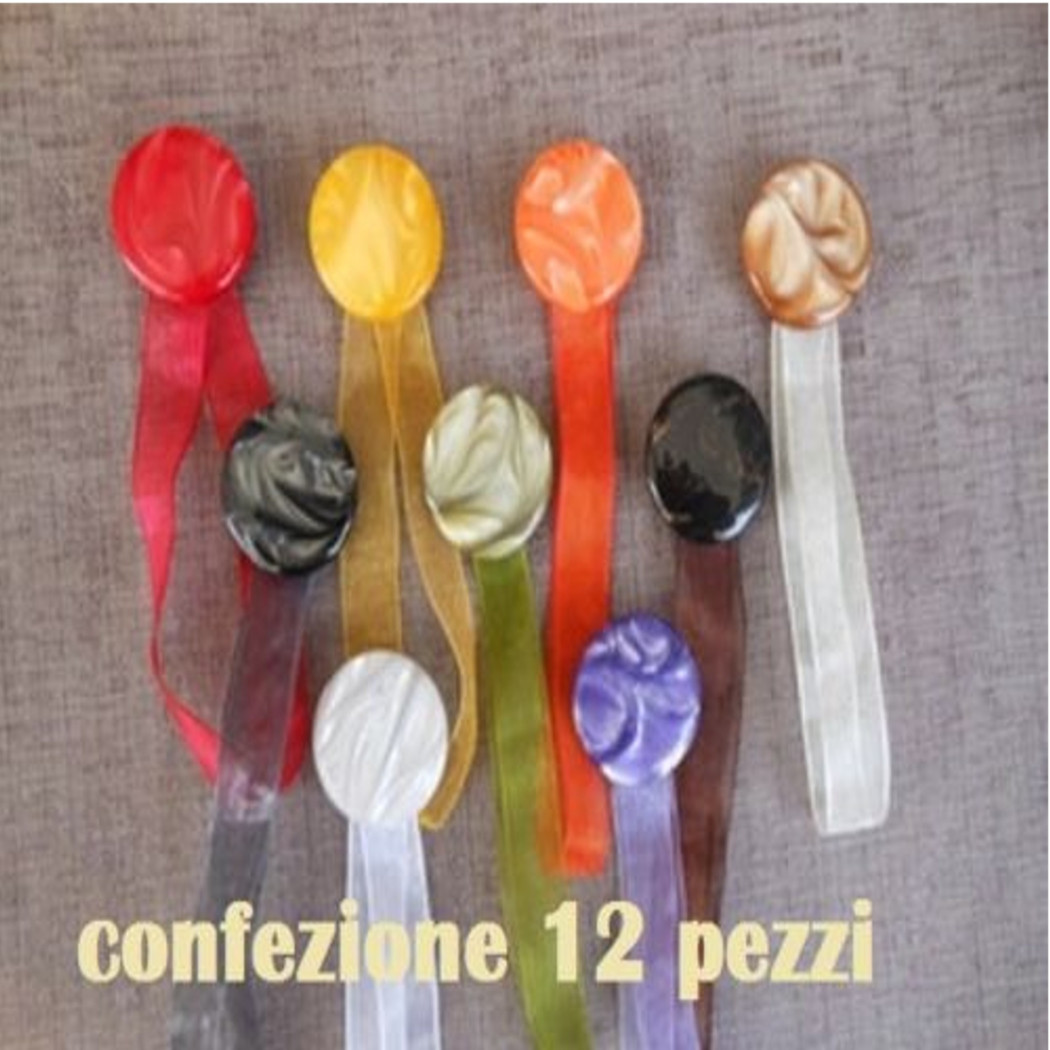 foto del prodotto trade shop set 12 calamite legatenda ferma tende colorate tonde diametro 4cm 