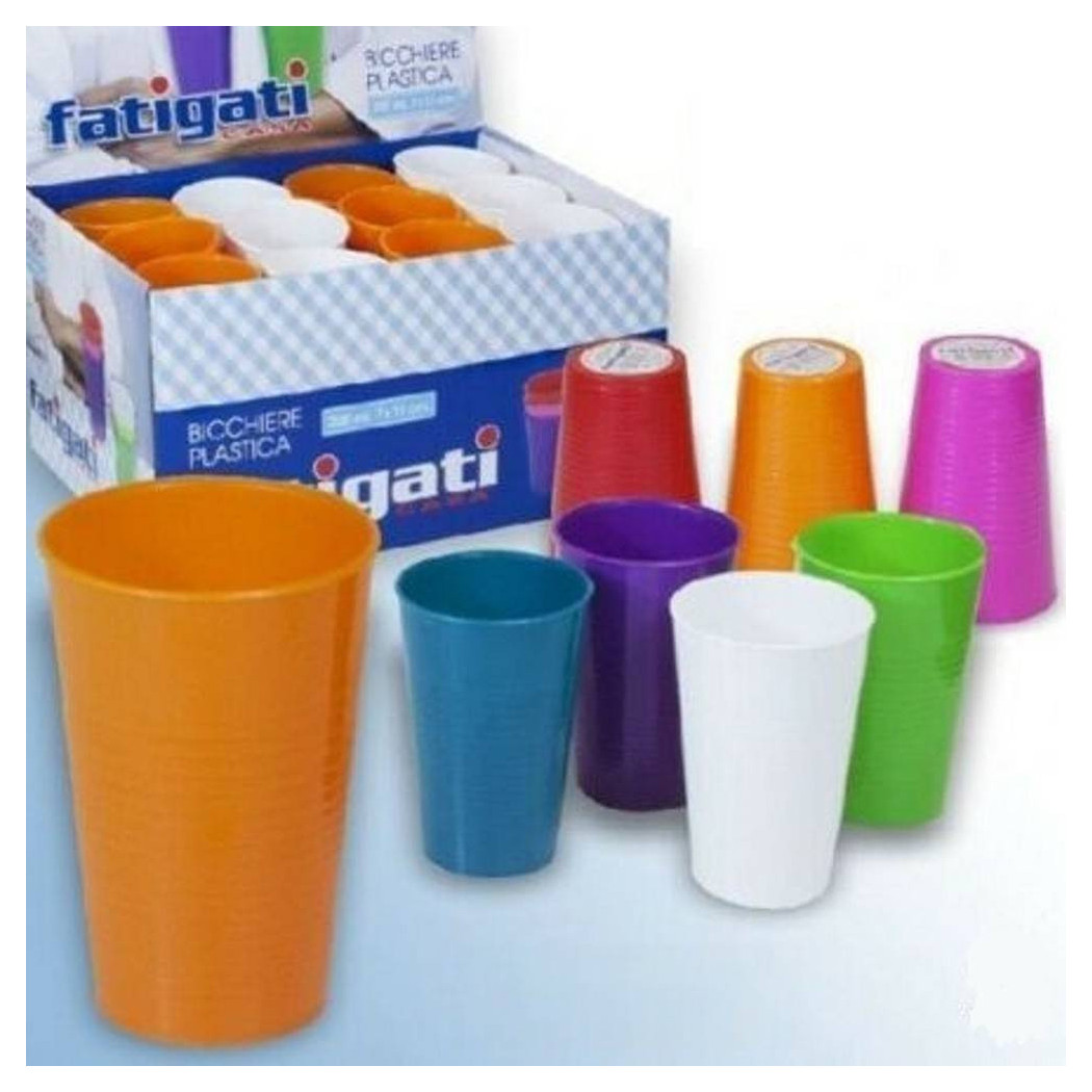 foto del prodotto trade shop set 12 pezzi bicchieri in plastica rigida colori assortiti 200 ml 