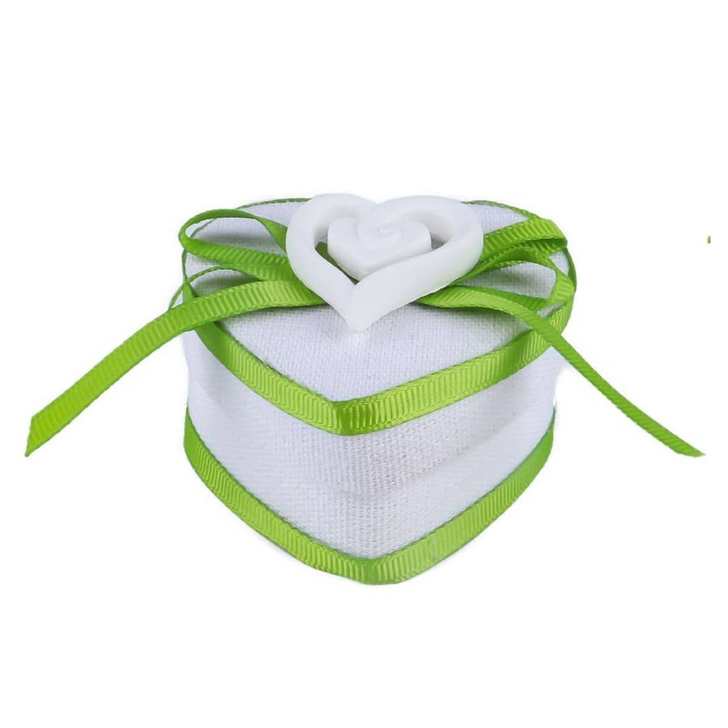 foto del prodotto trade shop set 12 pezzi bomboniera bomboniere cofanetto cuore verde invito portaconfetti 