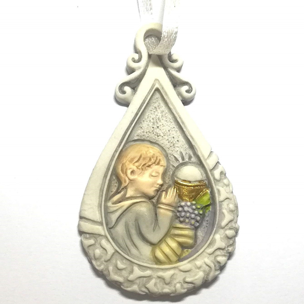 foto del prodotto trade shop set 12 pezzi bomboniera bomboniere comunione bambino goccia sacramento ceramica 