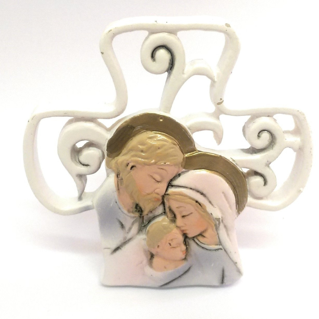 foto del prodotto trade shop set 12 pezzi bomboniera bomboniere crocefisso giuseppe madonna bambino ceramica 