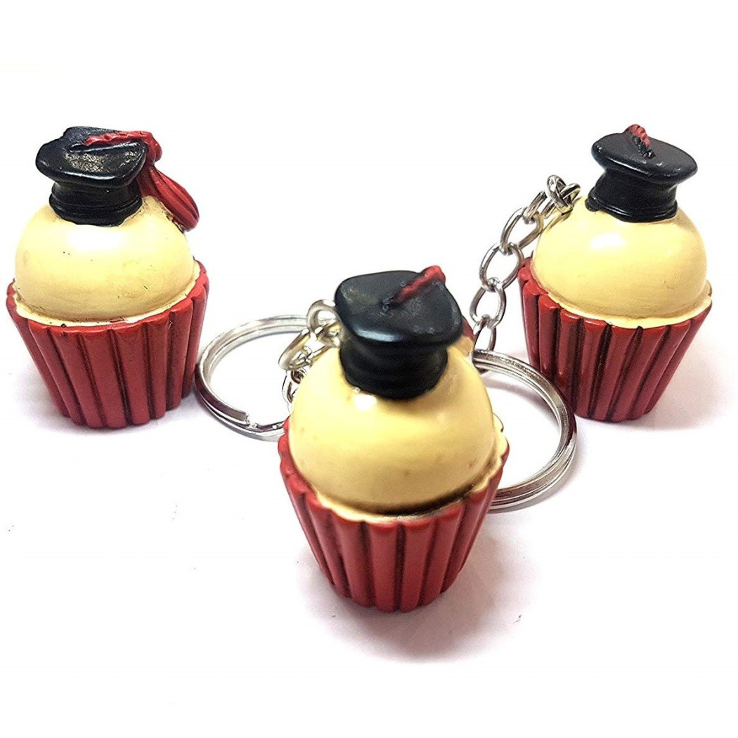foto del prodotto trade shop set 12 pezzi bomboniera bomboniere laurea cupcake cappello confetti portachiavi 