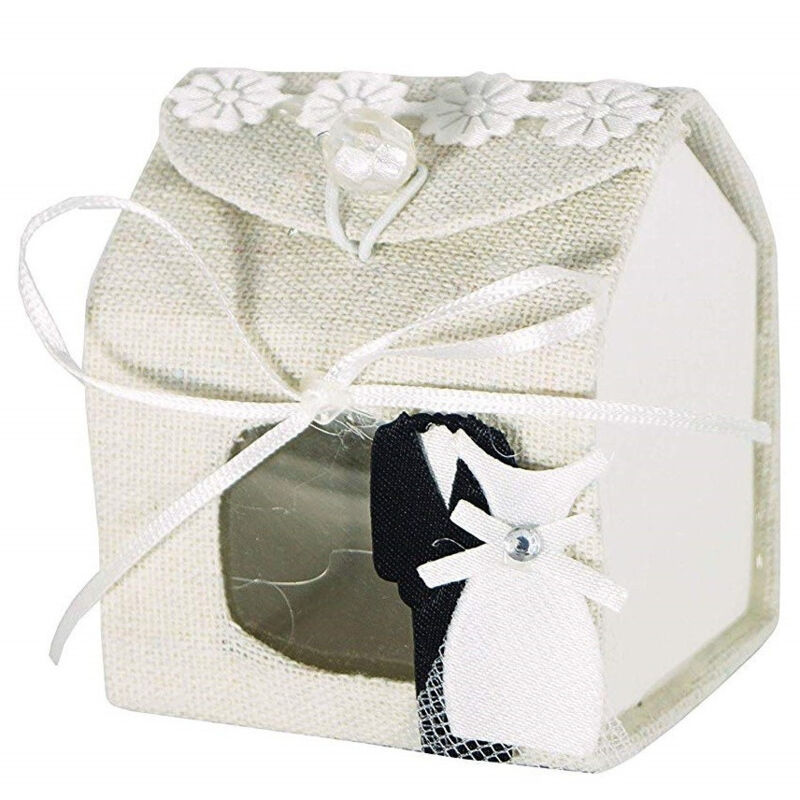 foto del prodotto trade shop set 12 pezzi bomboniera bomboniere scatolina casetta matrimonio sposi confetti 