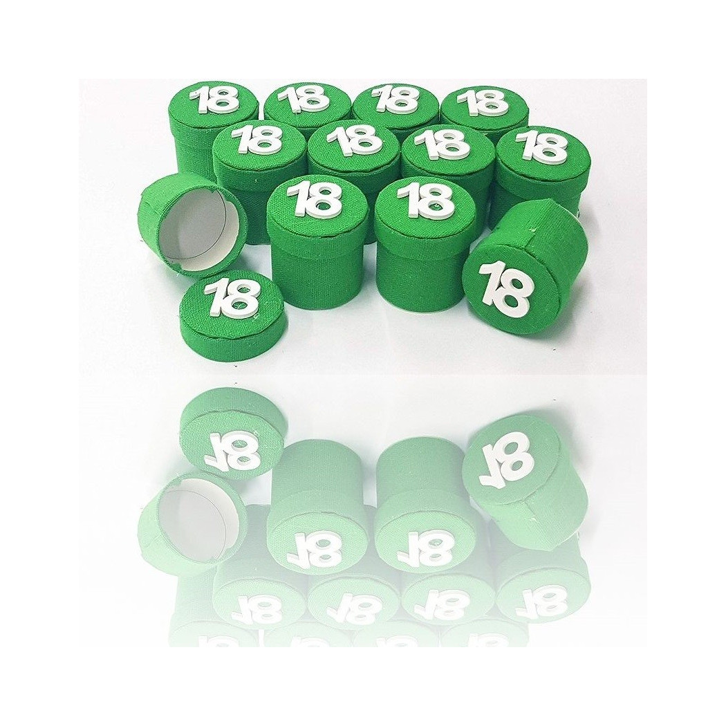 foto del prodotto trade shop set 12 pezzi bomboniera bomboniere scatolina verde 18 anni portaconfetti 