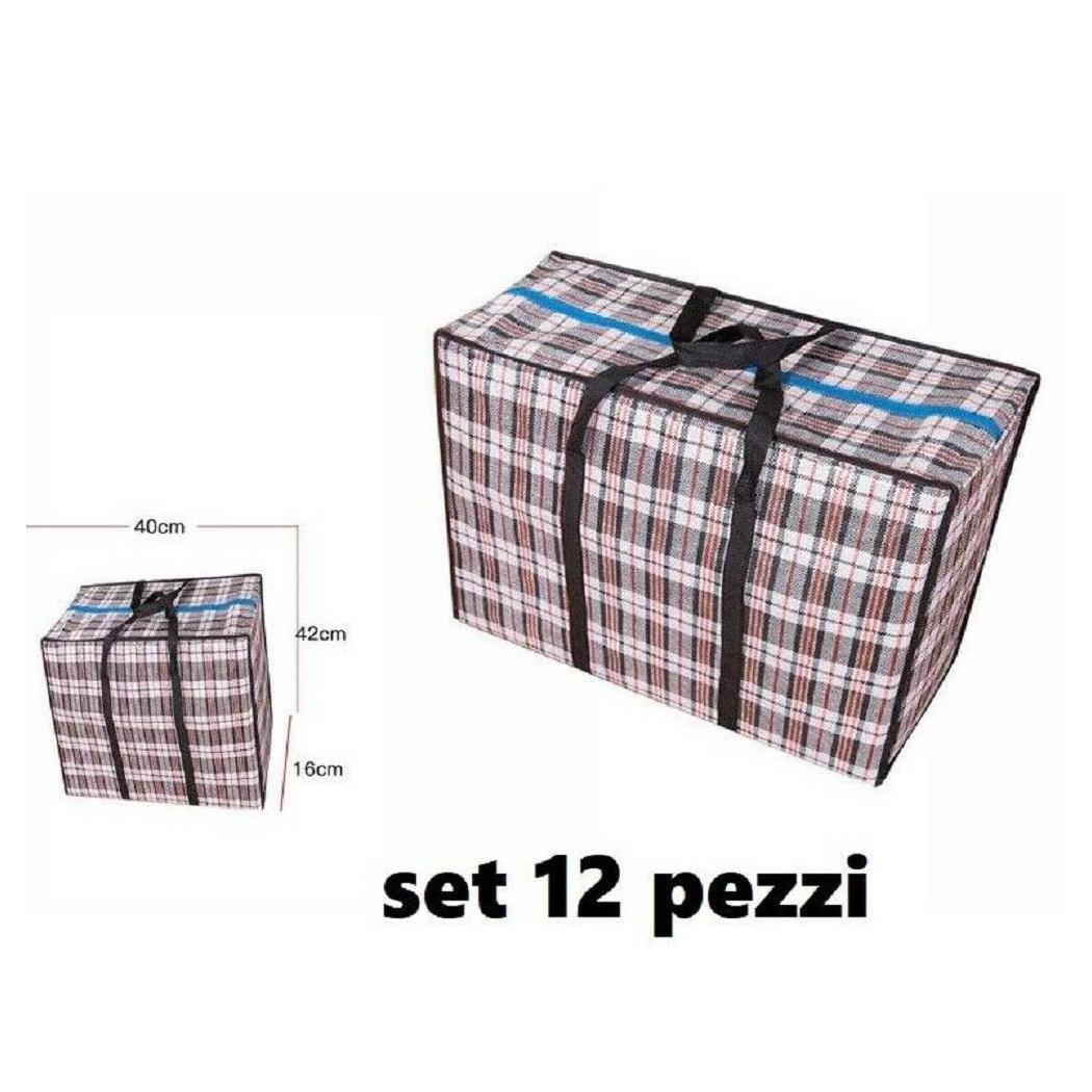 foto del prodotto trade shop set 12 pezzi buste borse per la spesa shopping bag shopper 40 x 42 x 16 cm 
