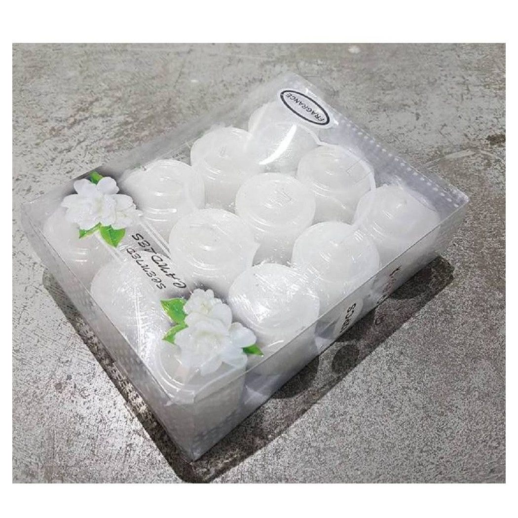 foto del prodotto trade shop set 12 pezzi candele profumate gelsomino bianche decorazione votive 23gr 