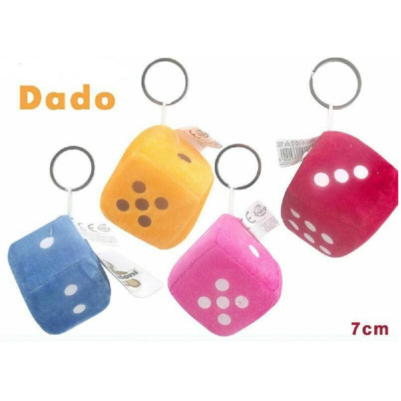 foto del prodotto trade shop set 12 pezzi dado peluches colorato 7 centimetri portachiavi porta chiave 