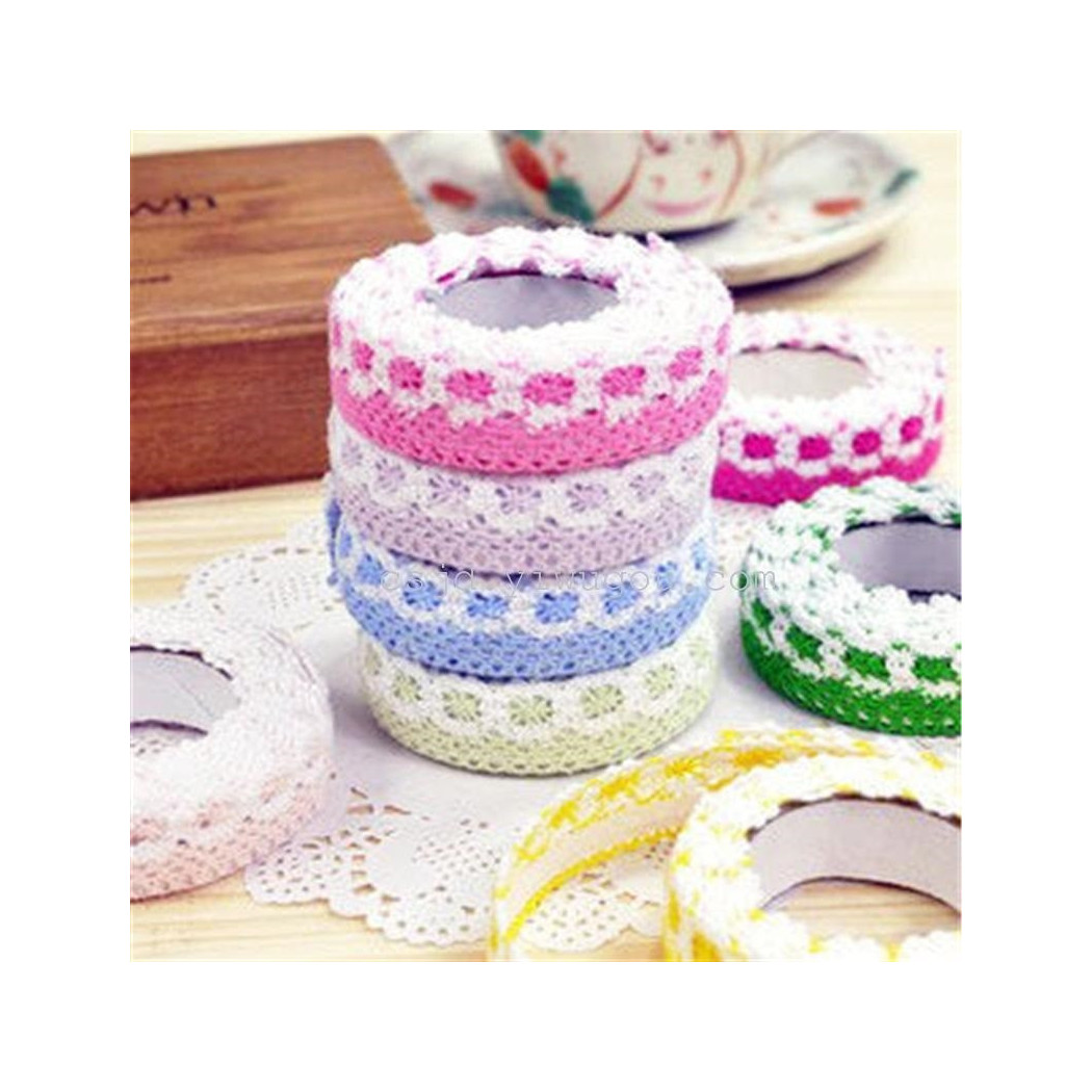 foto del prodotto trade shop set 12 pezzi nastro pizzo merletto bicolore color decorazione vestiti cotone 