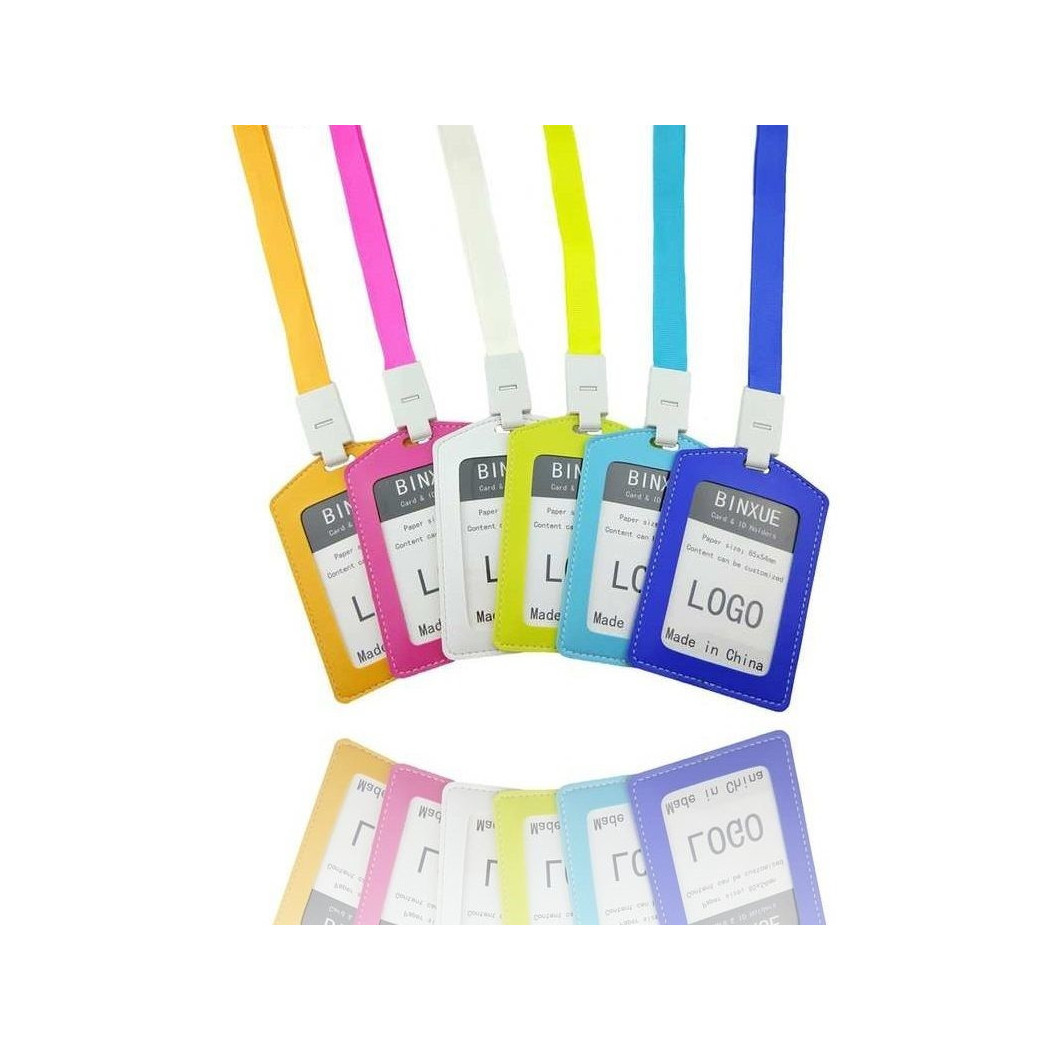 foto del prodotto trade shop set 12 pezzi portabadge porta bage tesserino colorato con laccetto collo 