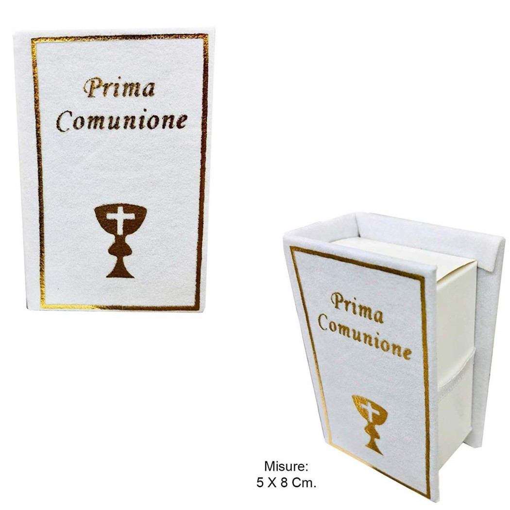 foto del prodotto trade shop set 12 pezzi scatolina libro bomboniera 5.5x8cm comunione bomboniere confetti 