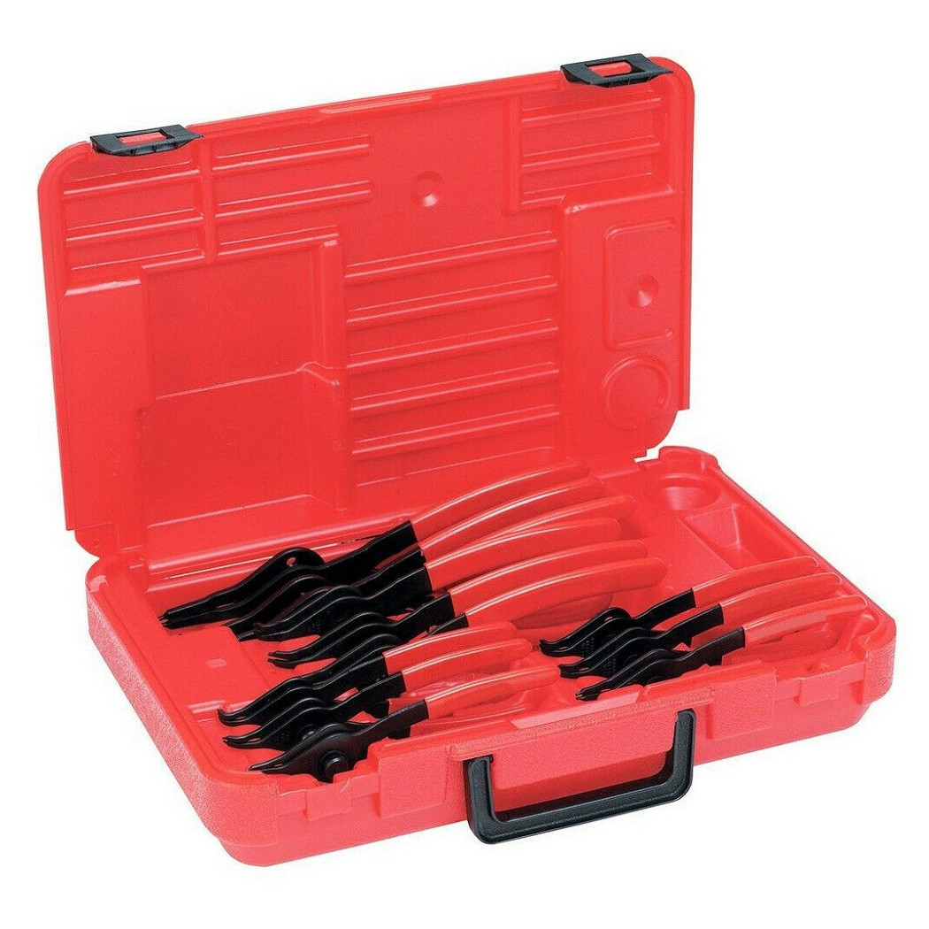foto del prodotto trade shop set 12 pinze per anelli elastici interni esterni reversibile 45 a 90 07209 