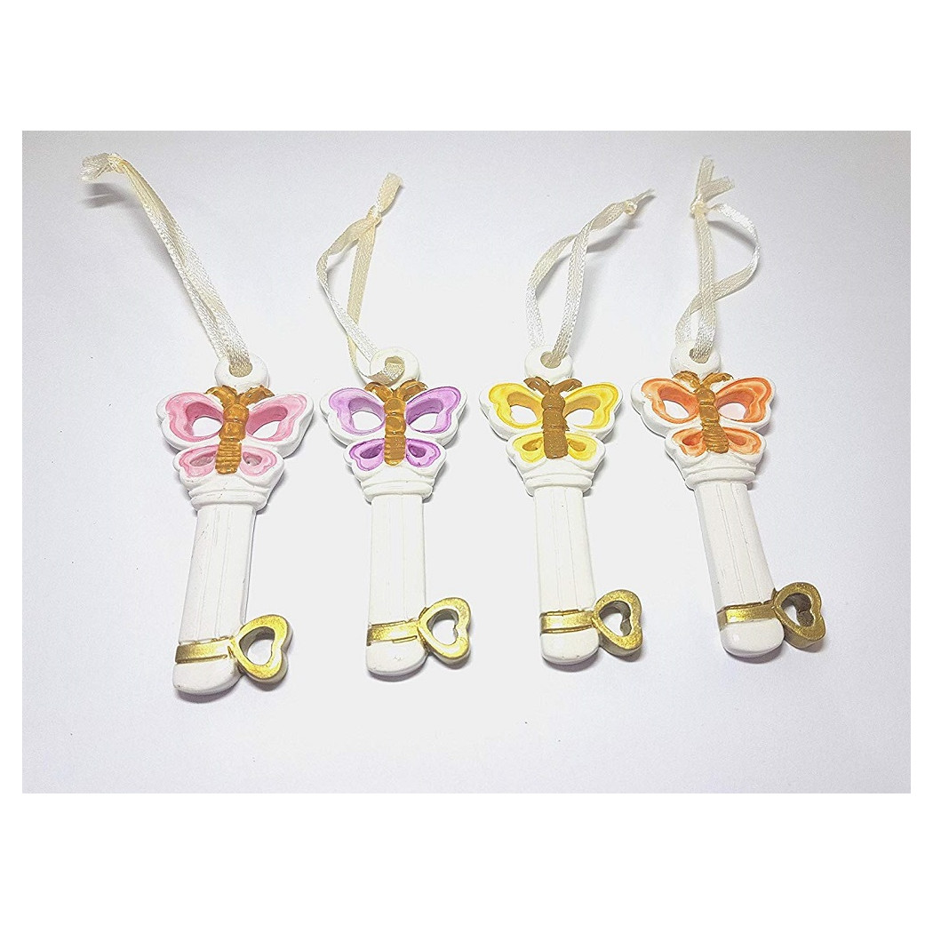 foto del prodotto trade shop set 12 pz. bomboniera bomboniere chiave farfalla 18 anni compleanno portachiavi 