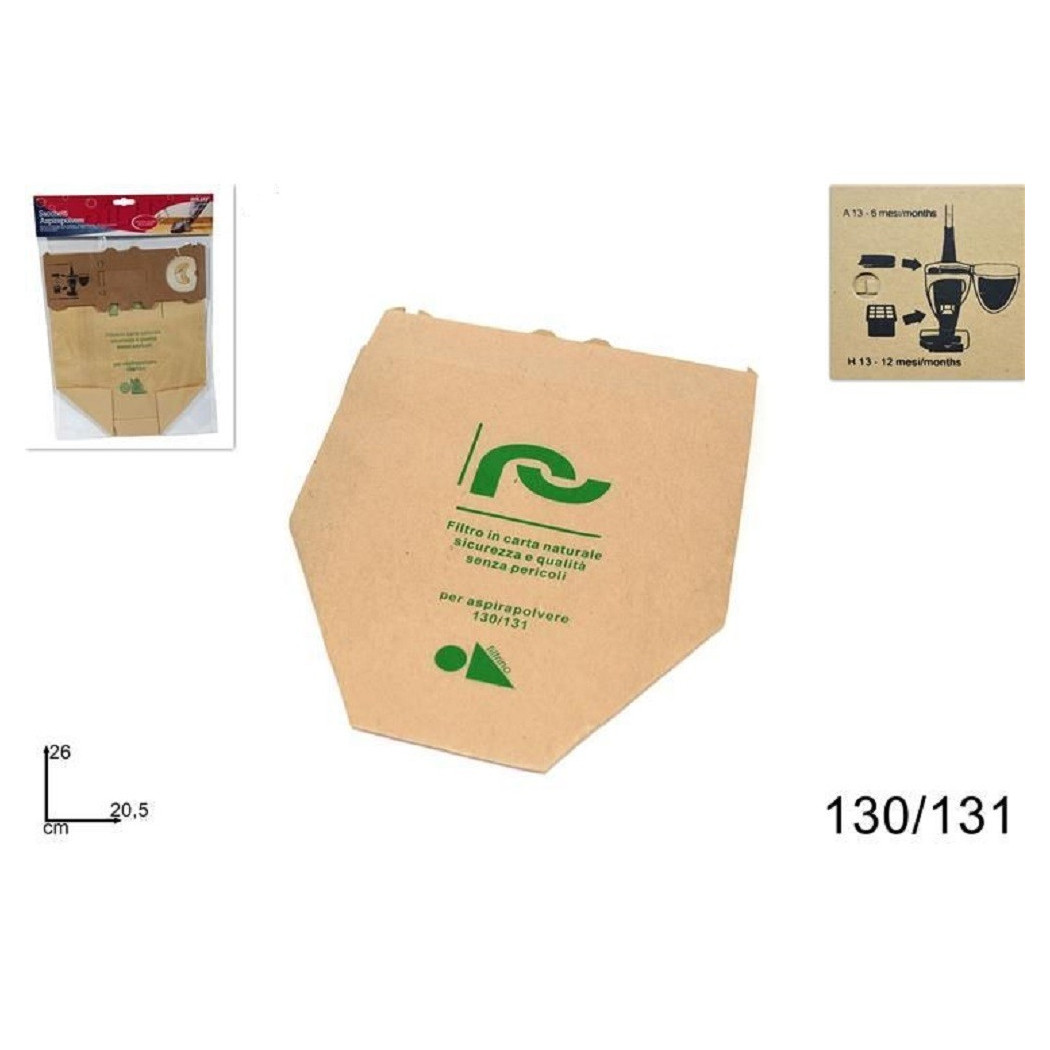 foto del prodotto trade shop set 12 pz buste sacchetto filtro in carta naturale aspirapolvere modelli 130 131 