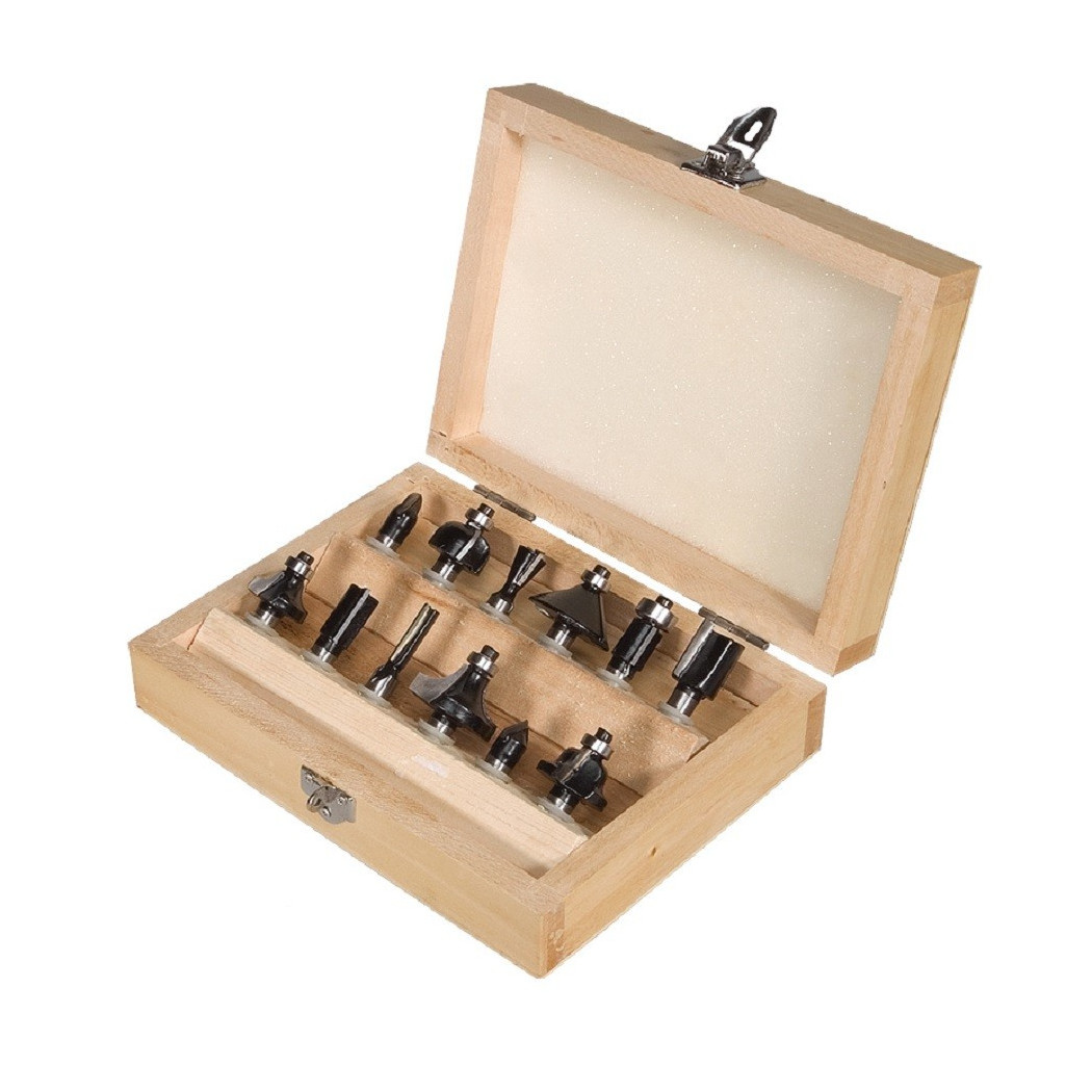 foto del prodotto trade shop set 12 pz. frese legno frese per scanalare gambo 8 12 mm fresatrice pantografo 8 mm